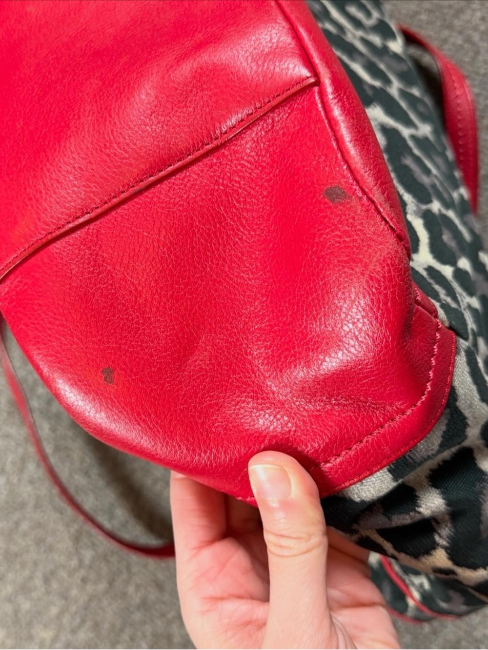 Coach Ocelot Animal Print Carrie Tote Shoulder Bag Red Leather Trim Zip Closure - Picture 10 of 14
